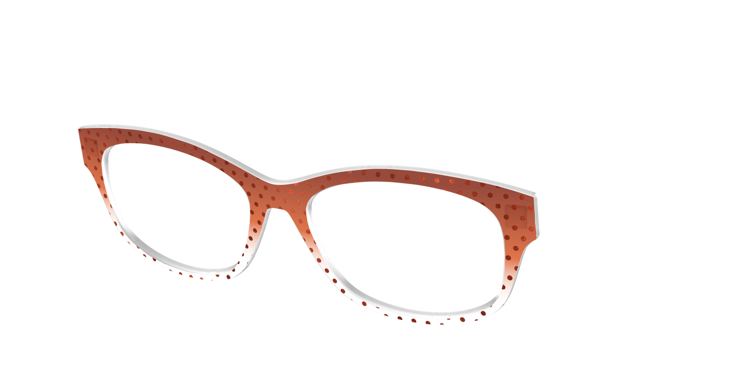 The Inferno Orange Gradient Crystal Polka Dots - Angle Top Image - Pair Eyewear