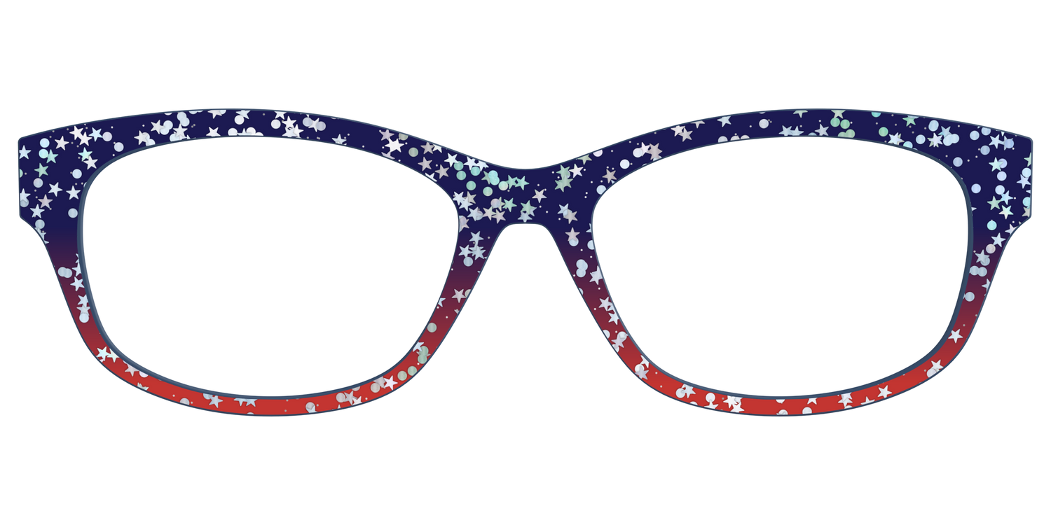 The Navy to Scarlet Gradient with Star Glitter - Front Top Image - Pair Eyewear