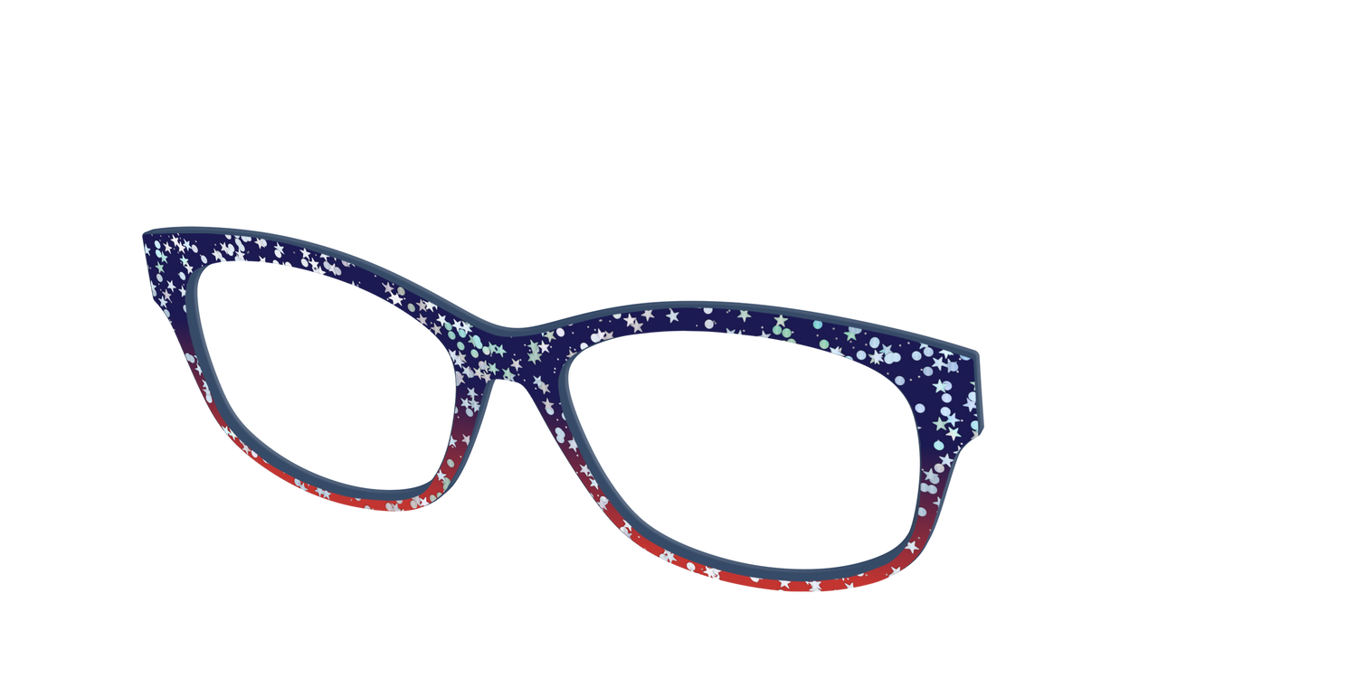 The Navy to Scarlet Gradient with Star Glitter - Angle Top Image - Pair Eyewear