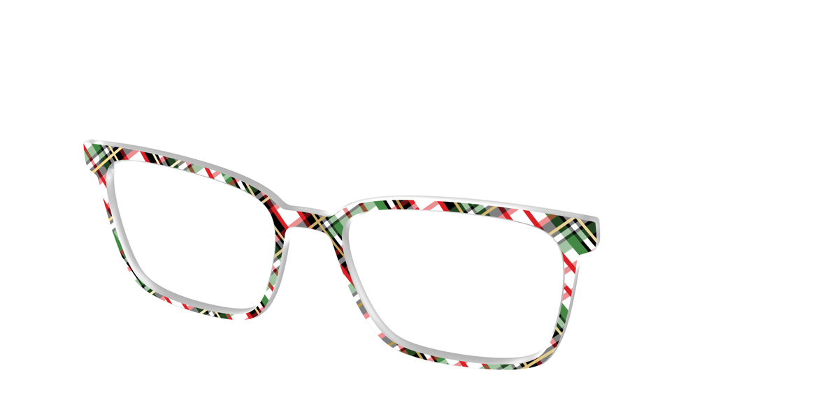 The Evergreen Plaid with Foil Crystal - Angle Top Image - Pair Eyewear