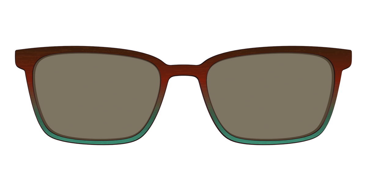 The Polarized Mahogany to Juniper Woodgrain Sun Top - Front Top Image - Pair Eyewear