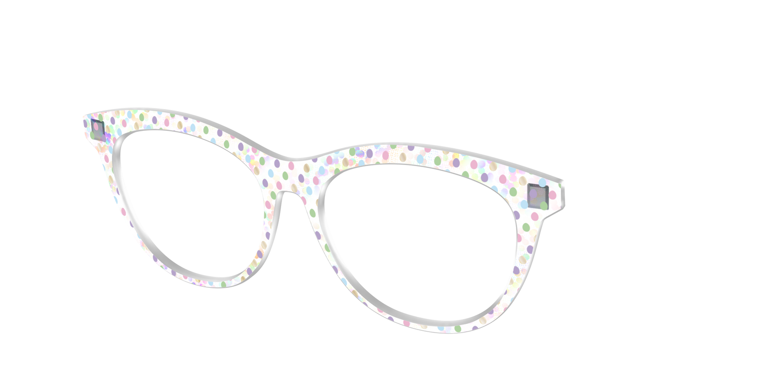 The Egg Polka Dot with Gold Foil Crystal - Angle Top Image - Pair Eyewear