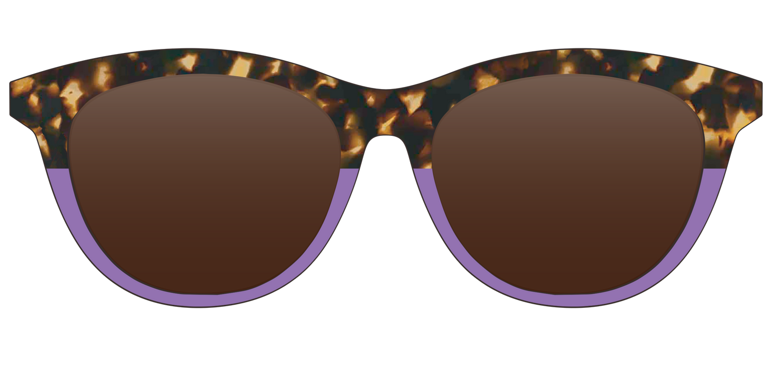 The Polarized Lavender Tortoise Split Sun Top - Front Top Image - Pair Eyewear