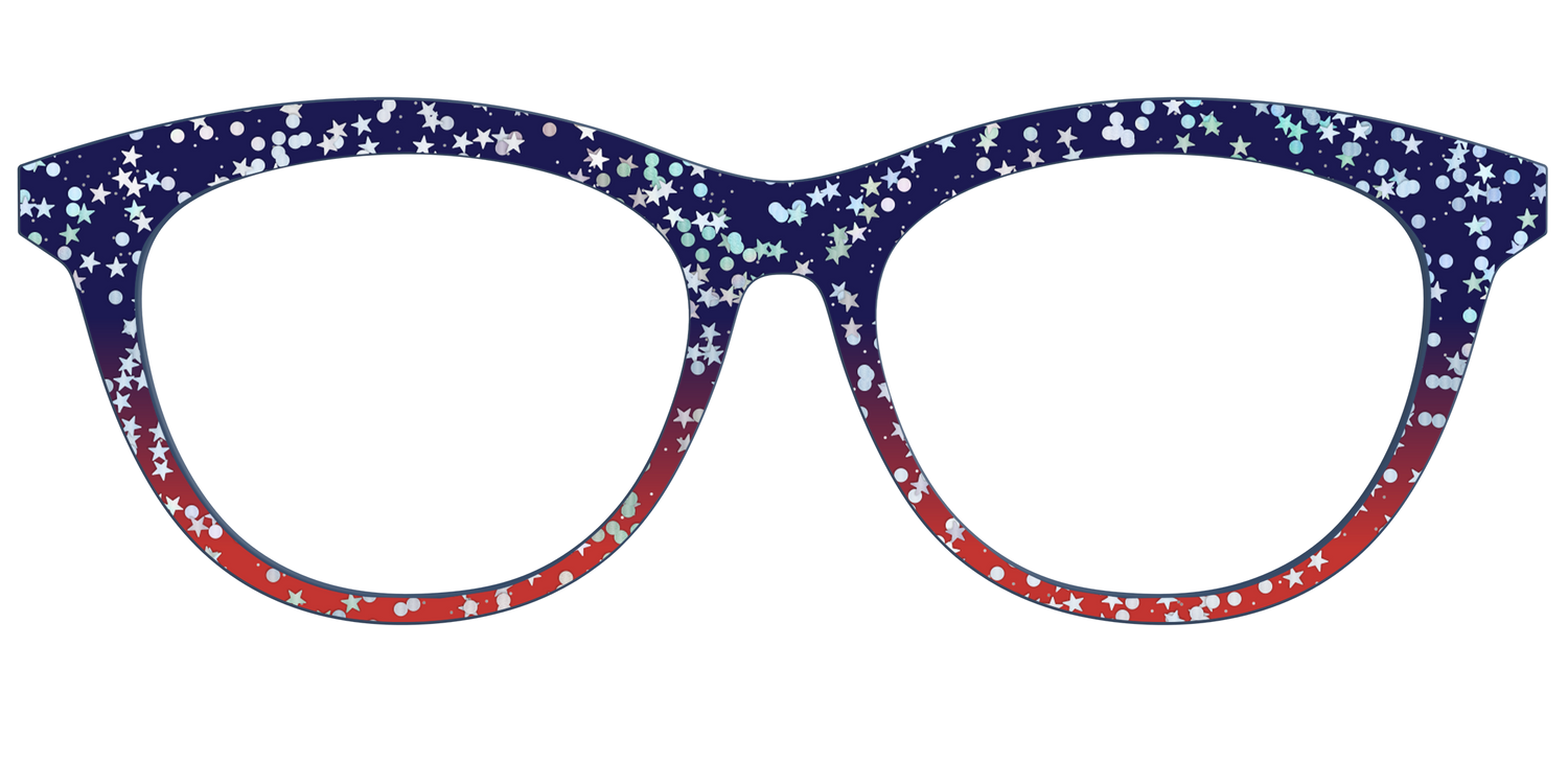 The Navy to Scarlet Gradient with Star Glitter - Front Top Image - Pair Eyewear