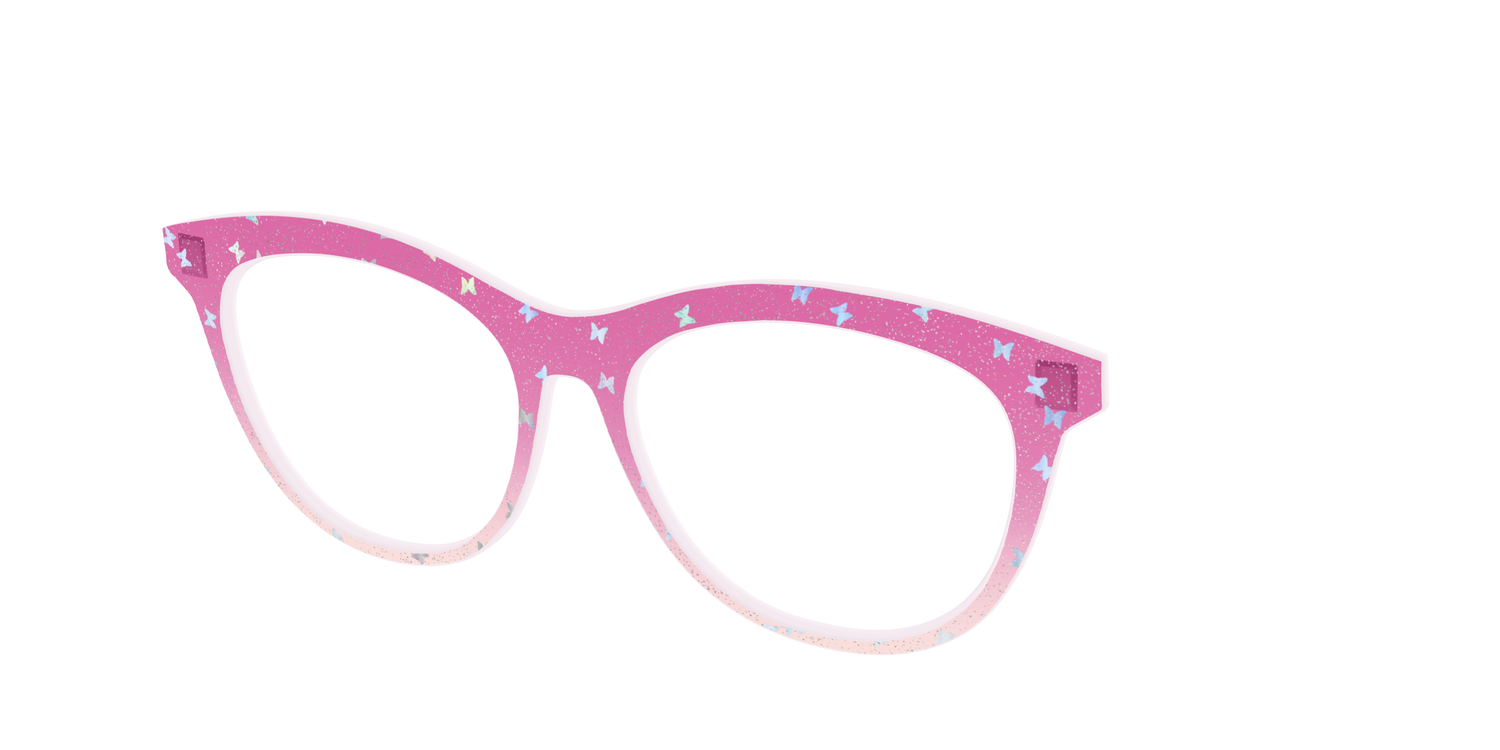 The Pink Butterfly Sparkle Crystal - Angle Top Image - Pair Eyewear