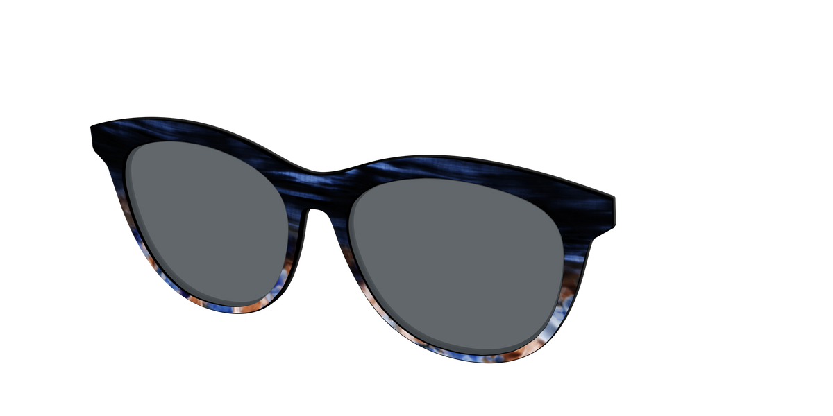 The Polarized Blue Horn Tortoise Sun Top - Angle Top Image - Pair Eyewear