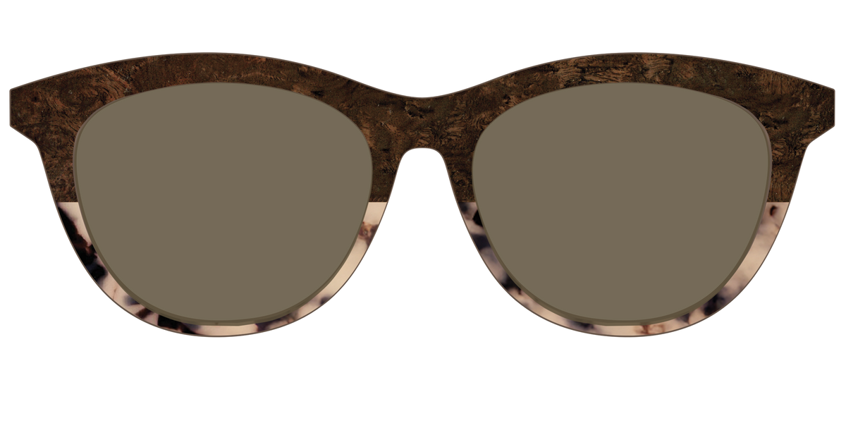 The Polarized Dark Oak Tortoise Split Sun Top - Front Top Image - Pair Eyewear