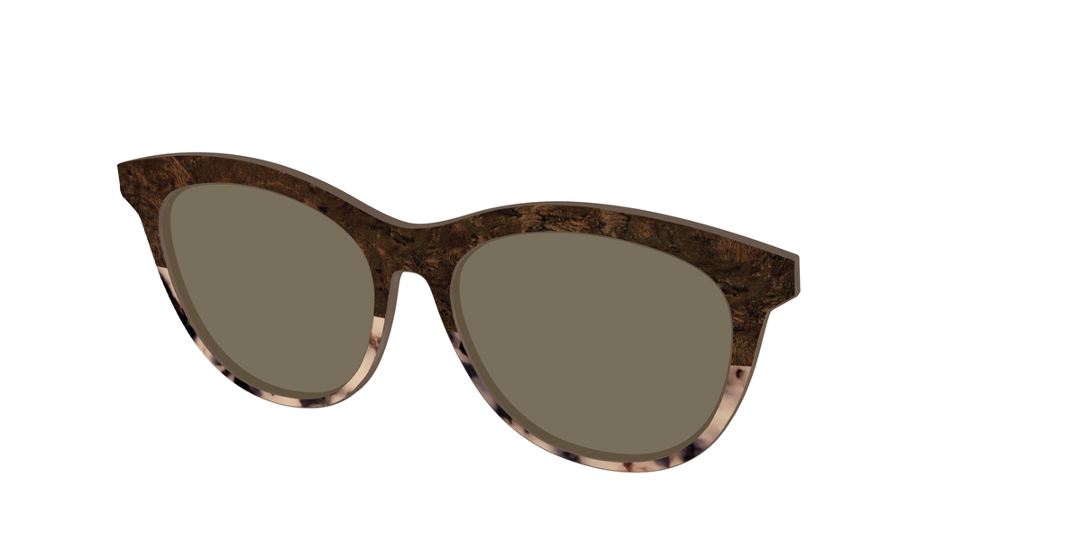The Polarized Dark Oak Tortoise Split Sun Top - Angle Top Image - Pair Eyewear