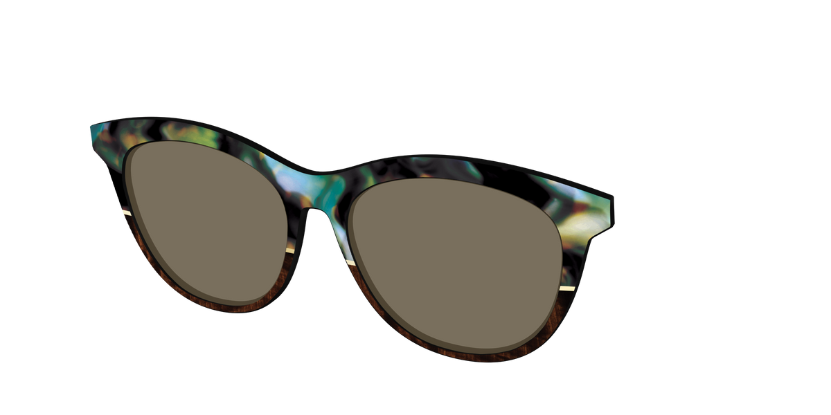 The Polarized Mirage Split with Gold Foil Sun Top - Angle Top Image - Pair Eyewear