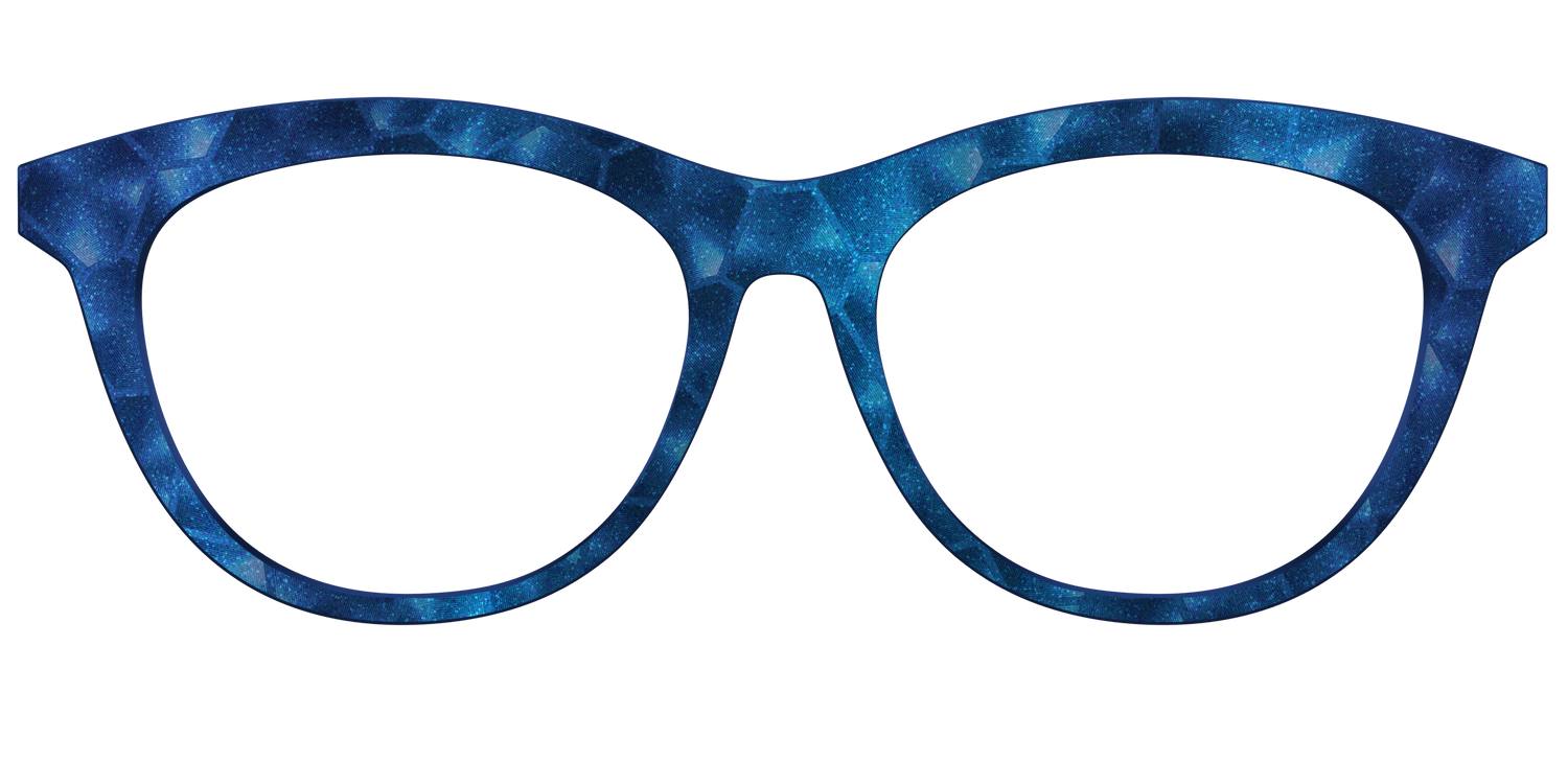 The Shimmering Cobalt Hexagons - Front Top Image - Pair Eyewear