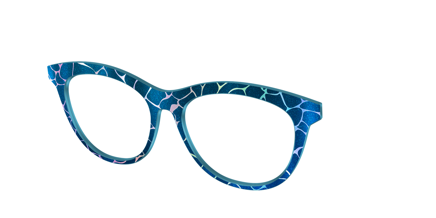 The Teal Shimmer Holographic Pool - Angle Top Image - Pair Eyewear