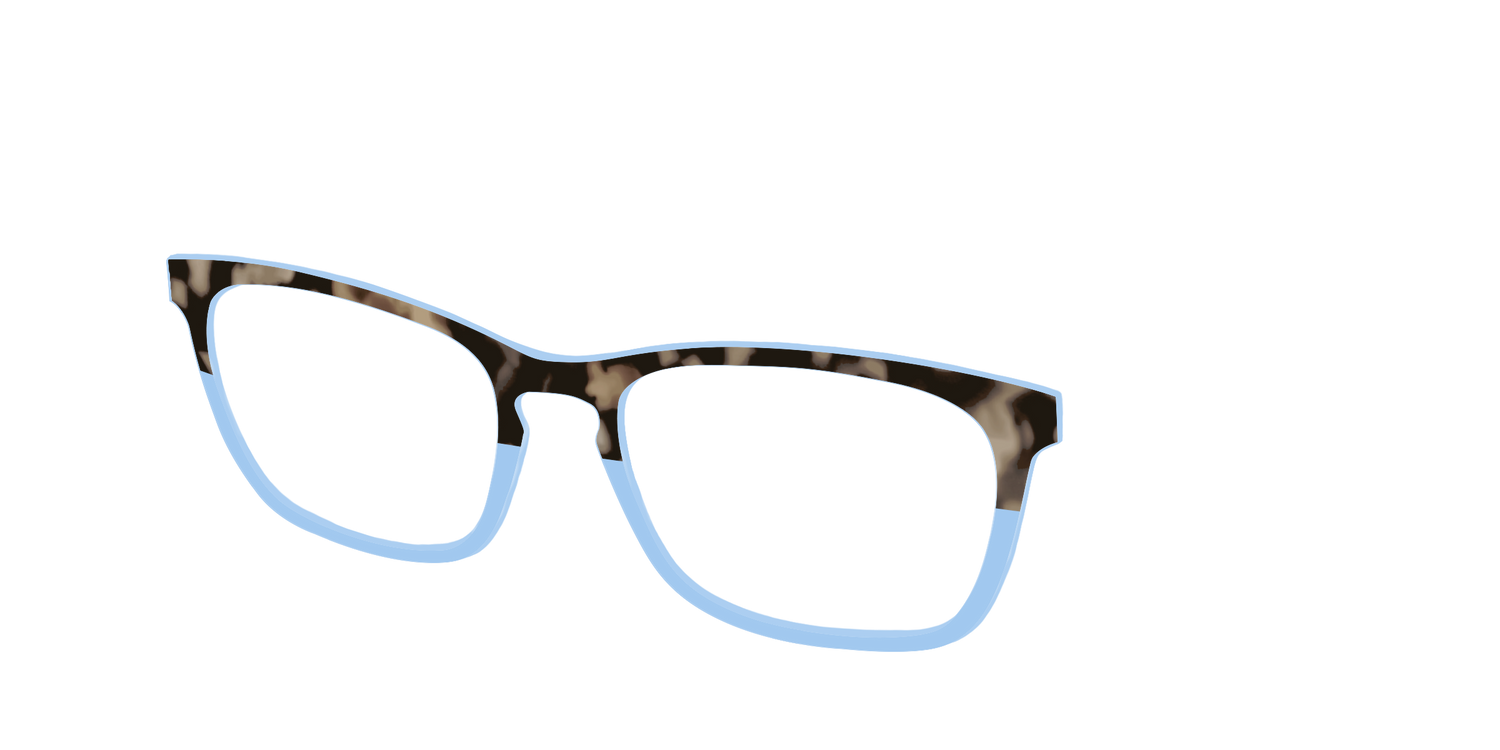 The Denim Tortoise Crystal Split - Angle Top Image - Pair Eyewear