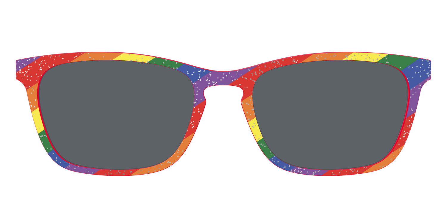 The Polarized Traditional Pride Flag Glitter Sun Top - Front Top Image - Pair Eyewear