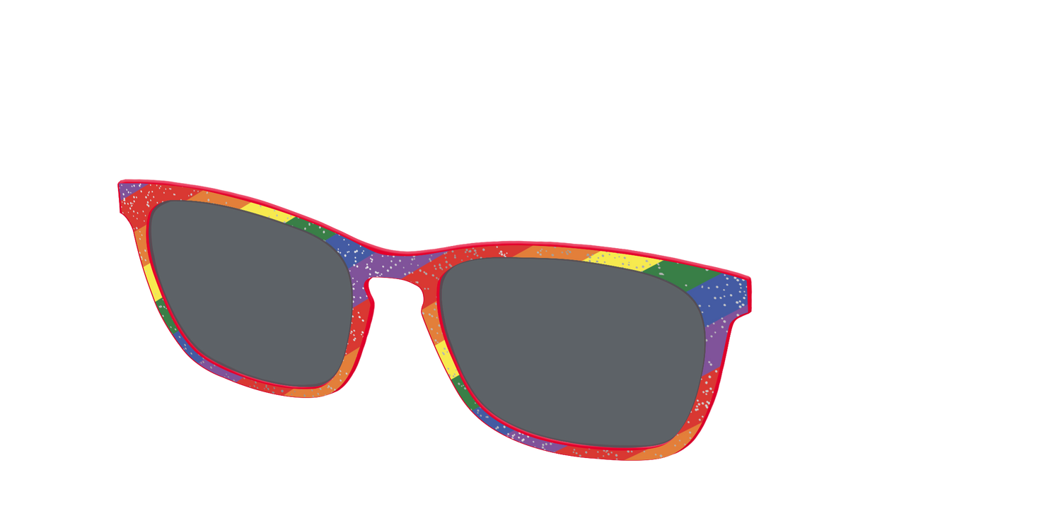 The Polarized Traditional Pride Flag Glitter Sun Top - Angle Top Image - Pair Eyewear