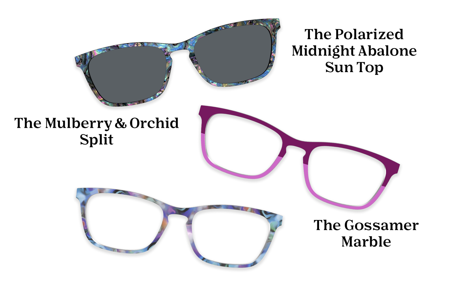 The Casper - Violet Pearlized Gradient Acetate Rose Gold Metal - Pairing Set - Pair Eyewear