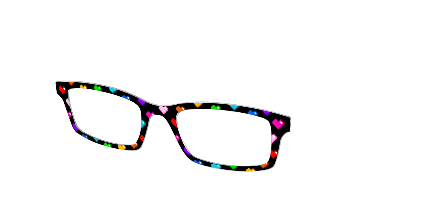 The 8-Bit Rainbow Hearts - Angle Top Image - Pair Eyewear