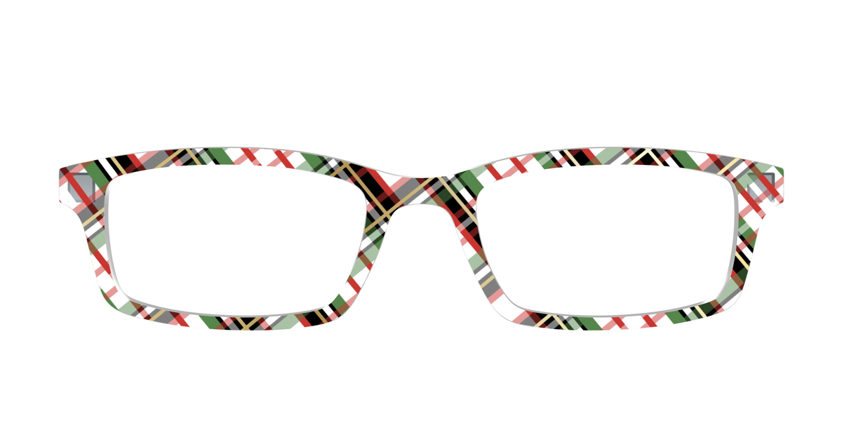 The Evergreen Plaid with Foil Crystal - Front Top Image - Pair Eyewear