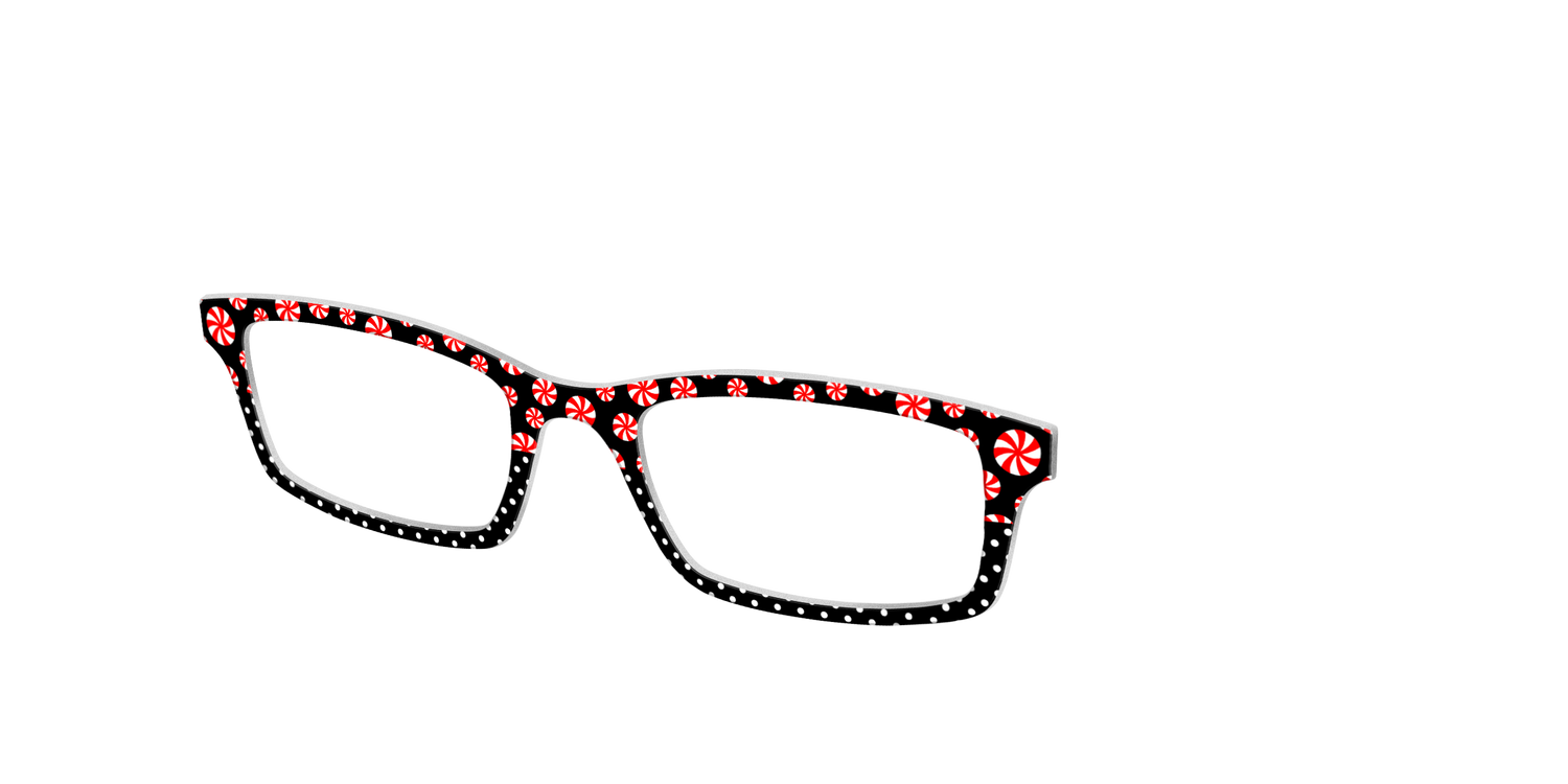 The Peppermint Pin Dot Split - Angle Top Image - Pair Eyewear