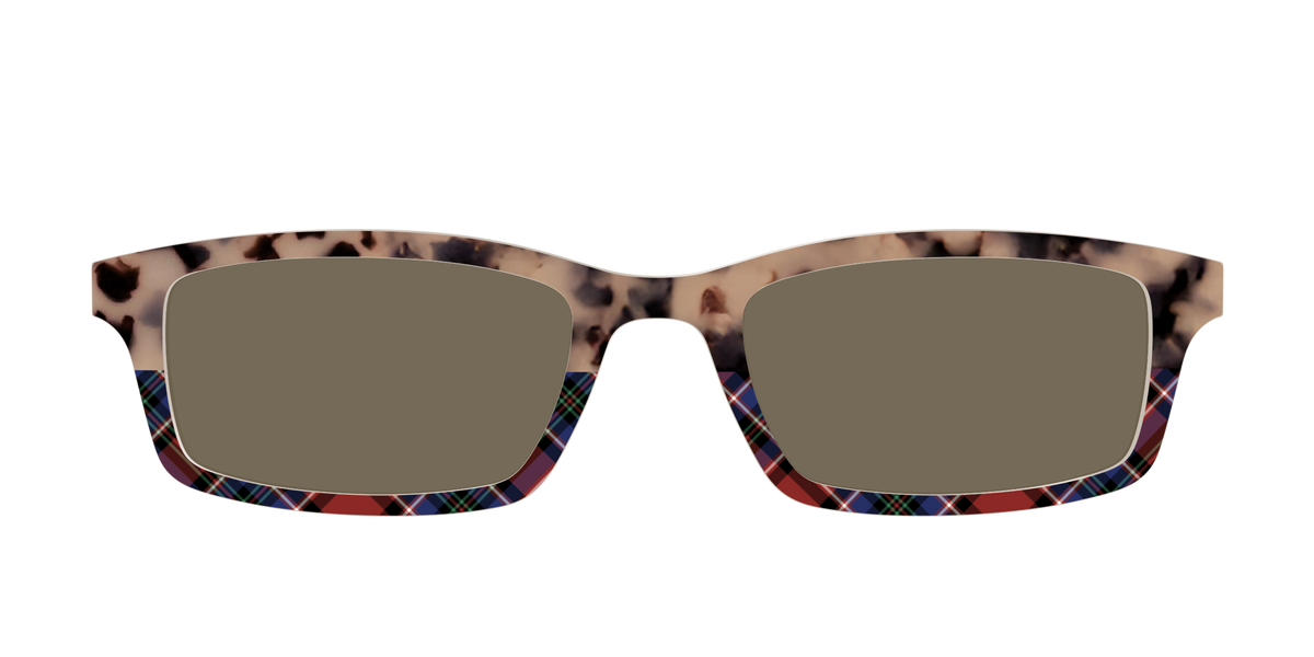 The Polarized Cookie Dough Tortoise & Plaid Split Sun Top - Front Top Image - Pair Eyewear