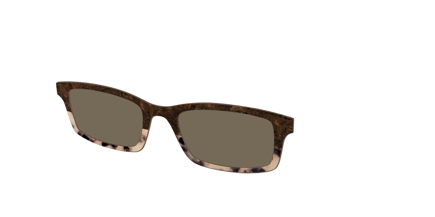 The Polarized Dark Oak Tortoise Split Sun Top - Angle Top Image - Pair Eyewear