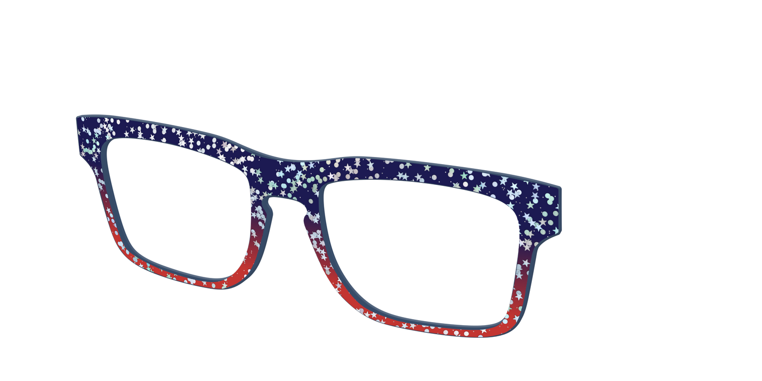 The Navy to Scarlet Gradient with Star Glitter - Angle Top Image - Pair Eyewear