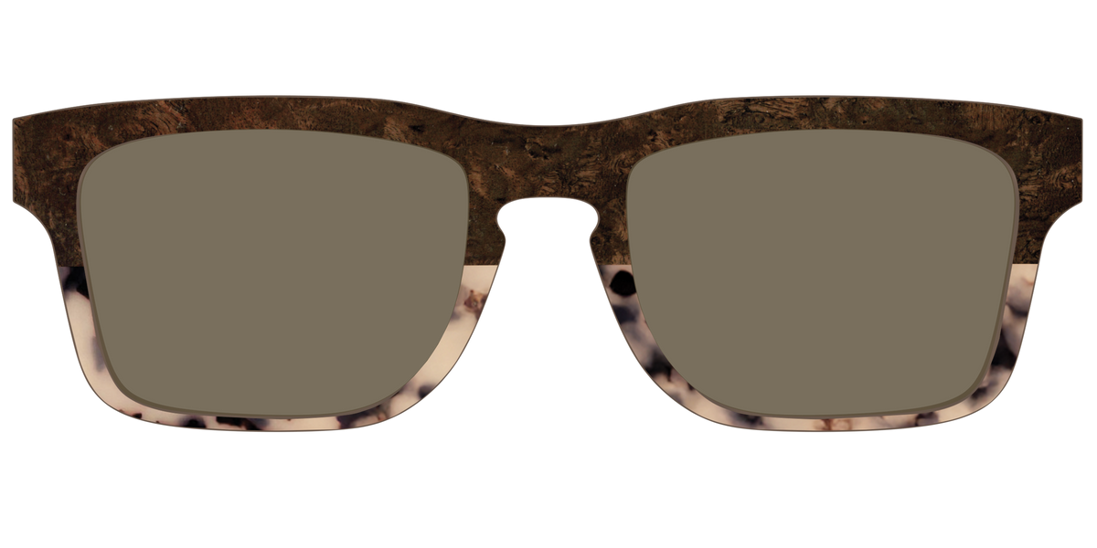 The Polarized Dark Oak Tortoise Split Sun Top - Front Top Image - Pair Eyewear