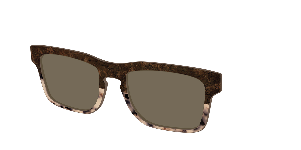 The Polarized Dark Oak Tortoise Split Sun Top - Angle Top Image - Pair Eyewear