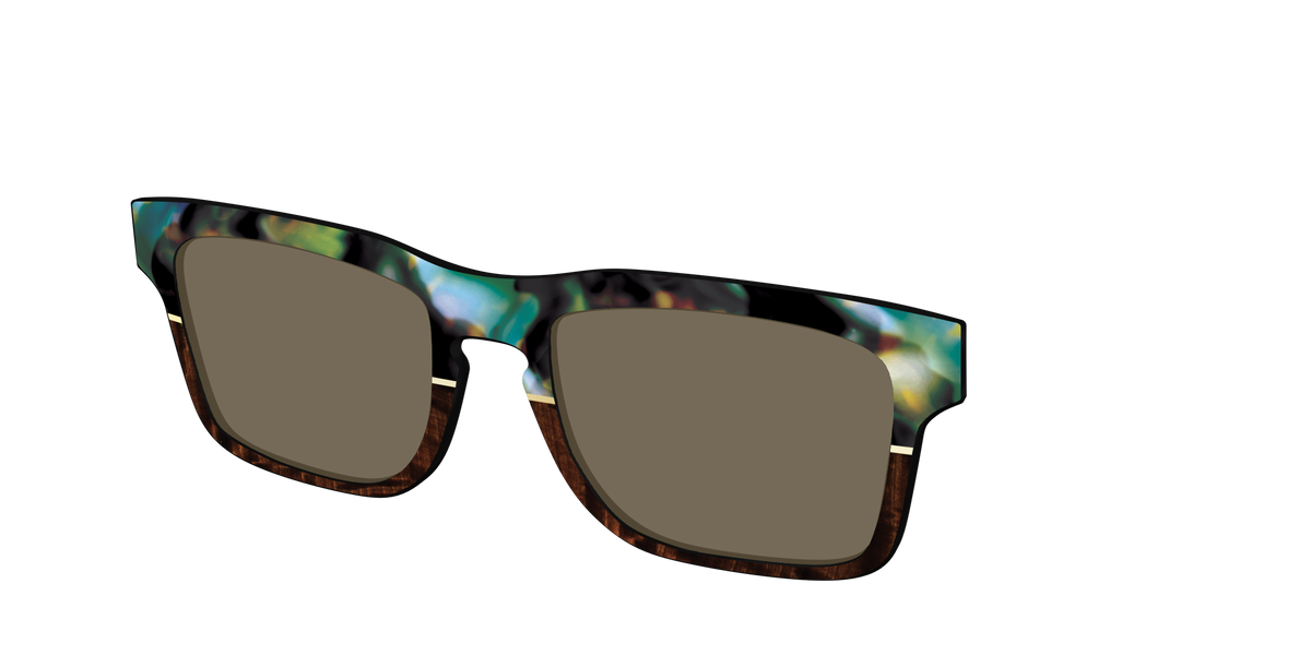 The Polarized Mirage Split with Gold Foil Sun Top - Angle Top Image - Pair Eyewear
