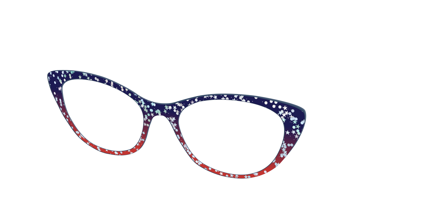 The Navy to Scarlet Gradient with Star Glitter - Angle Top Image - Pair Eyewear