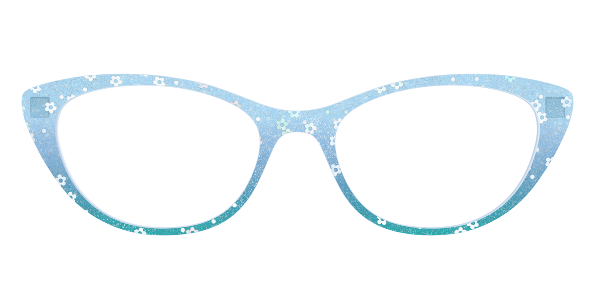 The Sky Blue Crystal with Daisy Glitter - Front Top Image - Pair Eyewear