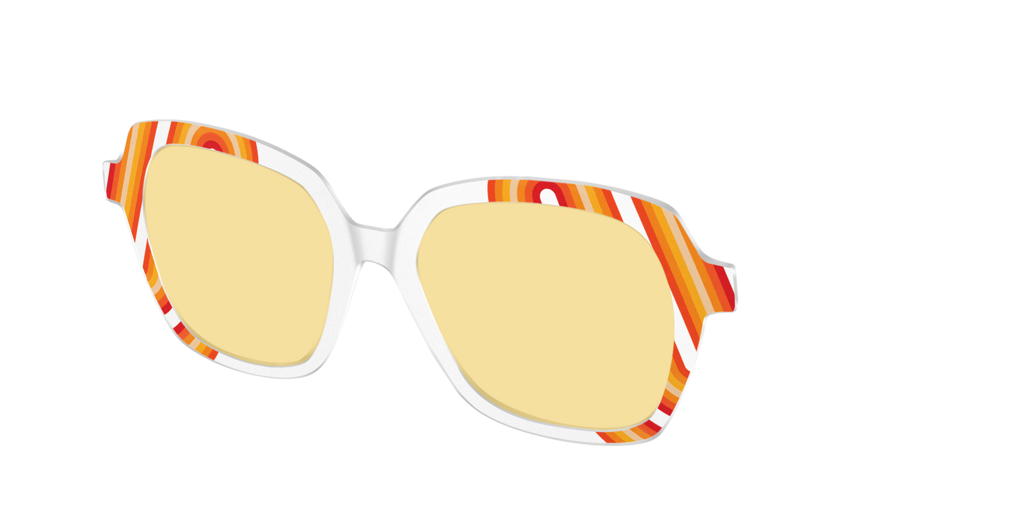 The Groovy Stripes with Citrine Yellow Lens - Angle Top Image - Pair Eyewear