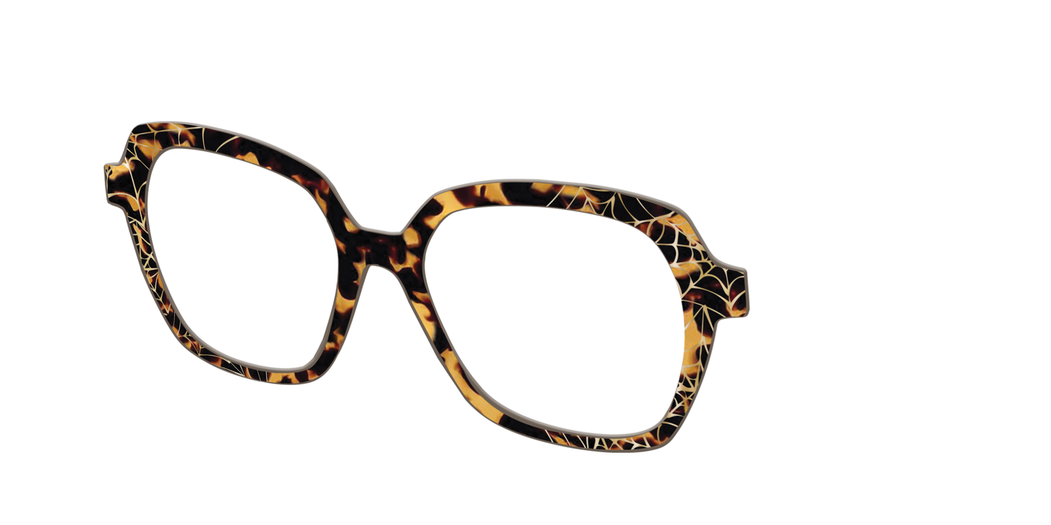 The Haunted Tortoise with Gold Foil Webs - Angle Top Image - Pair Eyewear