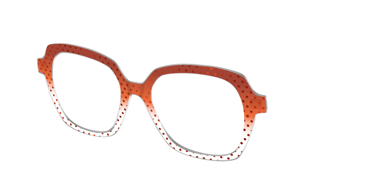 The Inferno Orange Gradient Crystal Polka Dots - Angle Top Image - Pair Eyewear