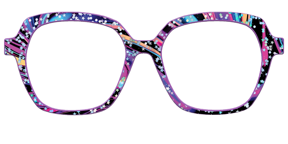 The Vaporwave Marble with Star Glitter - Front Top Image - Pair Eyewear