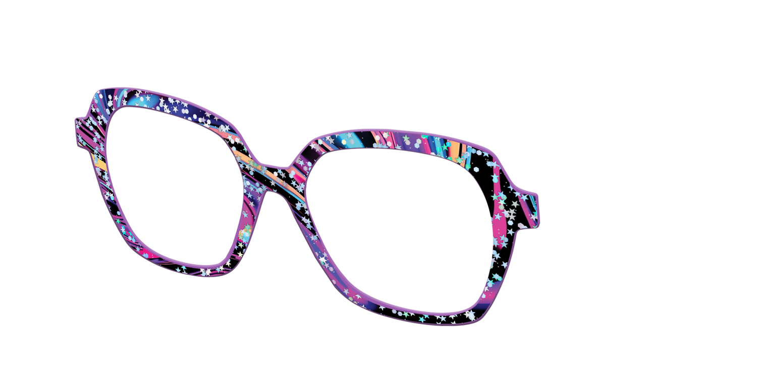 The Vaporwave Marble with Star Glitter - Angle Top Image - Pair Eyewear