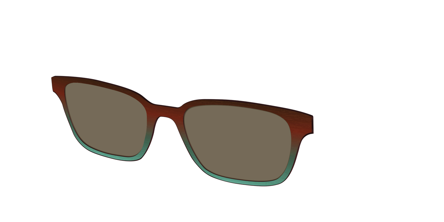 The Polarized Mahogany to Juniper Woodgrain Sun Top - Angle Top Image - Pair Eyewear