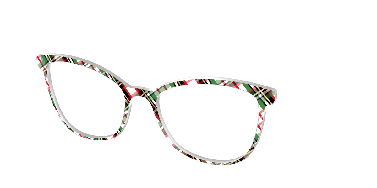 The Evergreen Plaid with Foil Crystal - Angle Top Image - Pair Eyewear