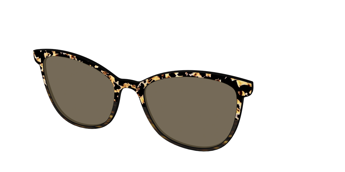 The Polarized Caramel Tortoise Horn Split Sun Top - Angle Top Image - Pair Eyewear