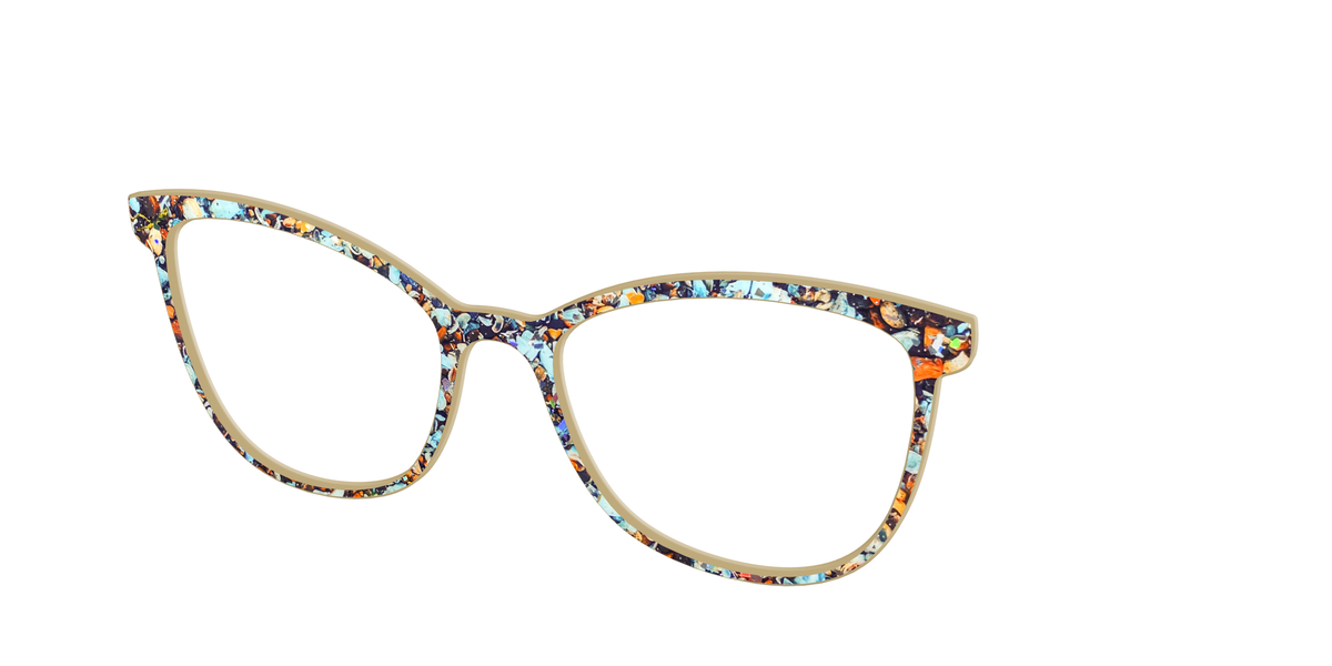 The Seashell Tortoise with Holographic Glitter - Angle Top Image - Pair Eyewear