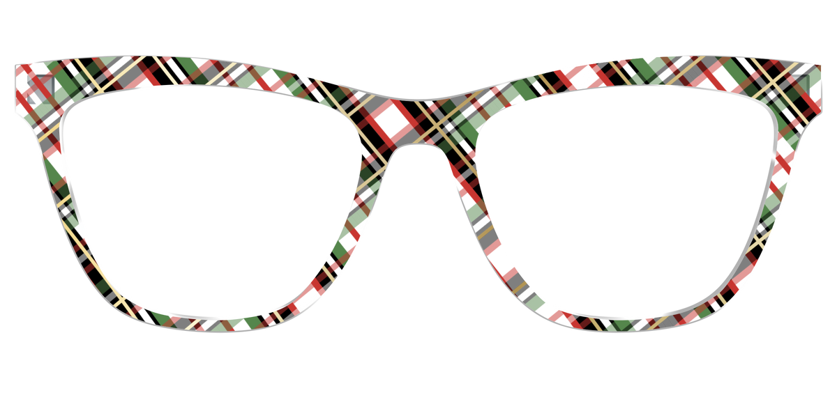 The Evergreen Plaid with Foil Crystal - Front Top Image - Pair Eyewear
