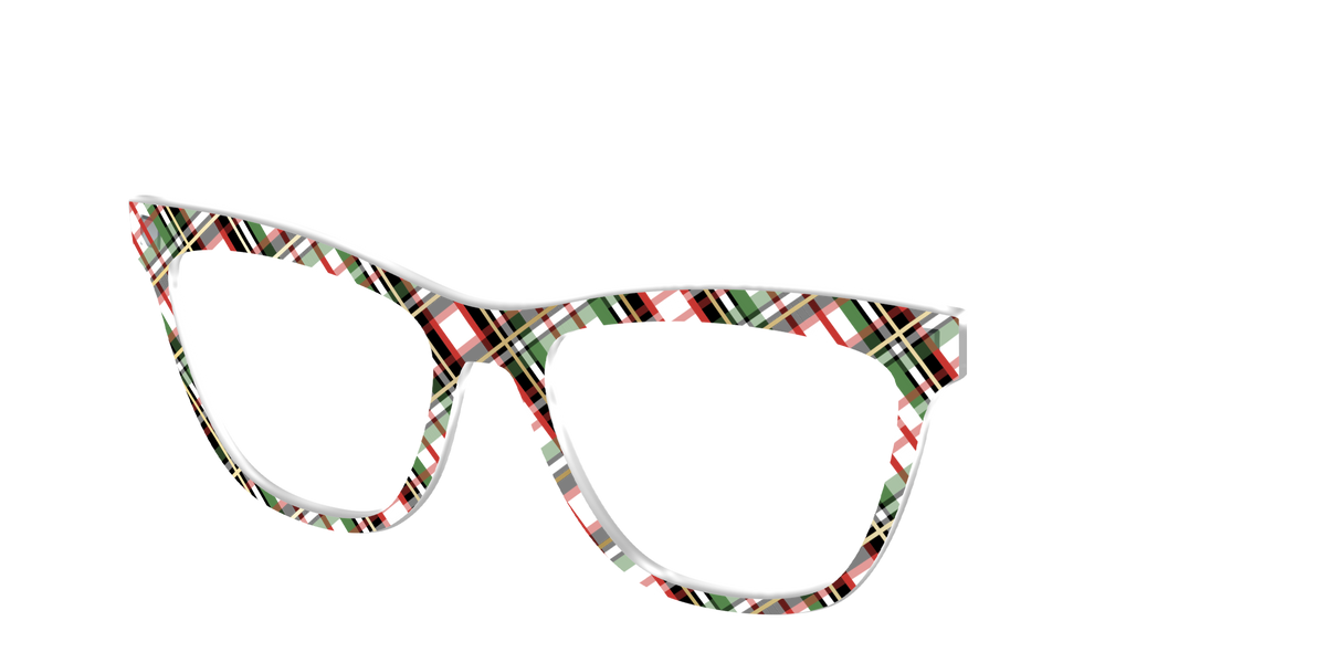 The Evergreen Plaid with Foil Crystal - Angle Top Image - Pair Eyewear