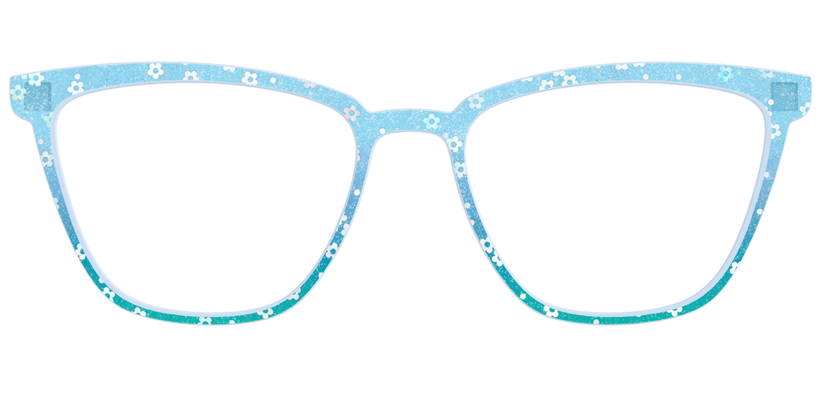 The Sky Blue Crystal with Daisy Glitter - Front Top Image - Pair Eyewear