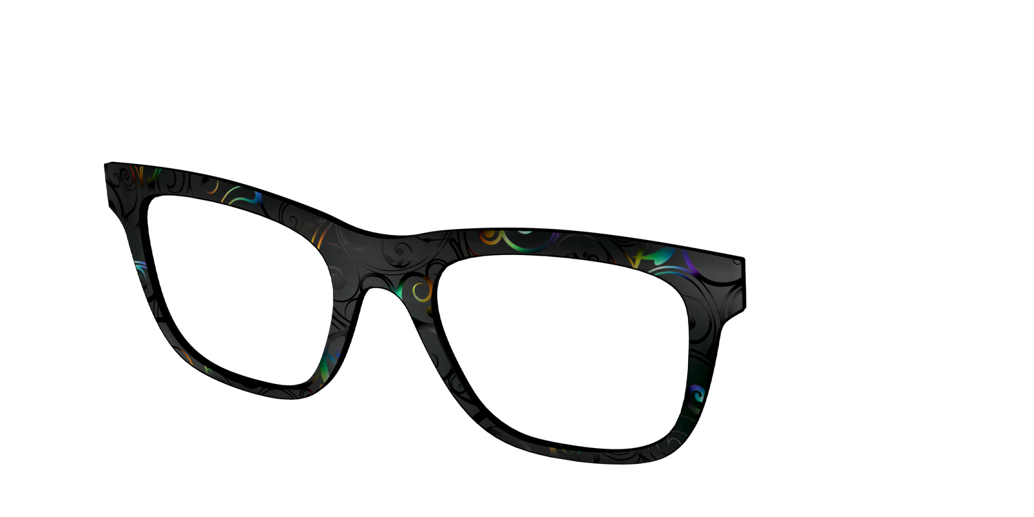 The Black Holographic Scrolls - Angle Top Image - Pair Eyewear