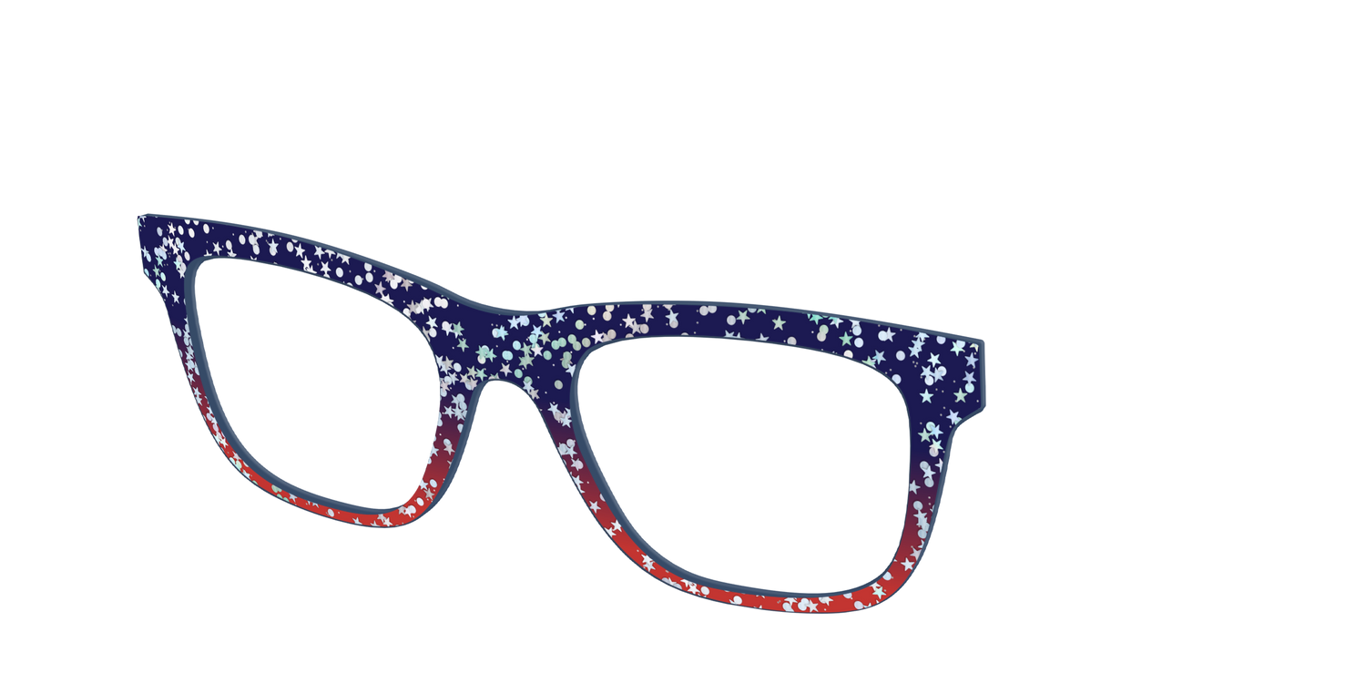 The Navy to Scarlet Gradient with Star Glitter - Angle Top Image - Pair Eyewear