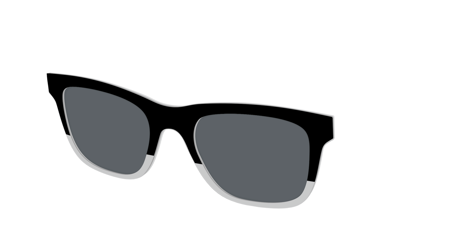The Polarized Black to Gray Crystal Split Sun Top - Angle Top Image - Pair Eyewear