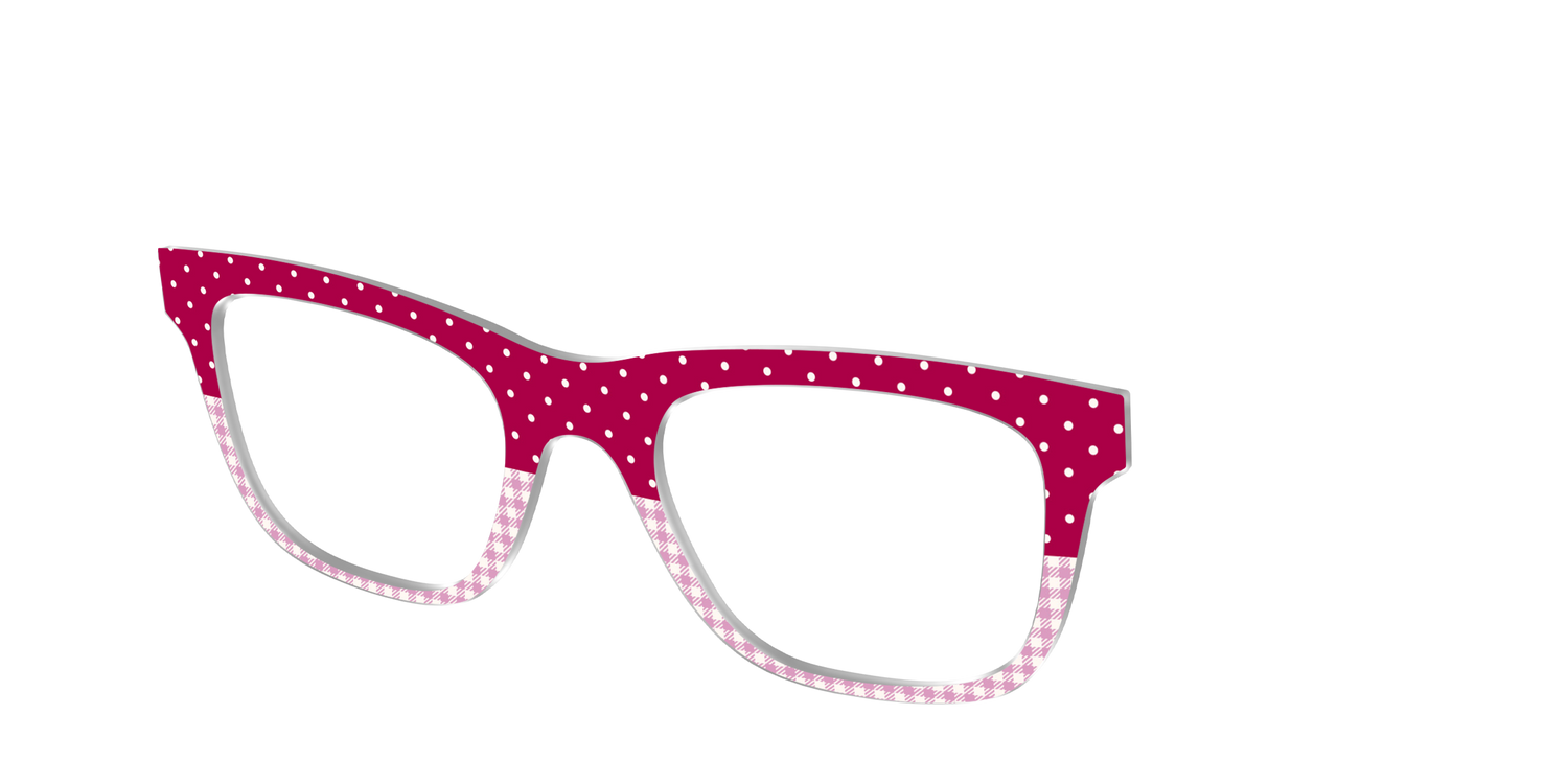 The Raspberry Pin Dot Split - Angle Top Image - Pair Eyewear