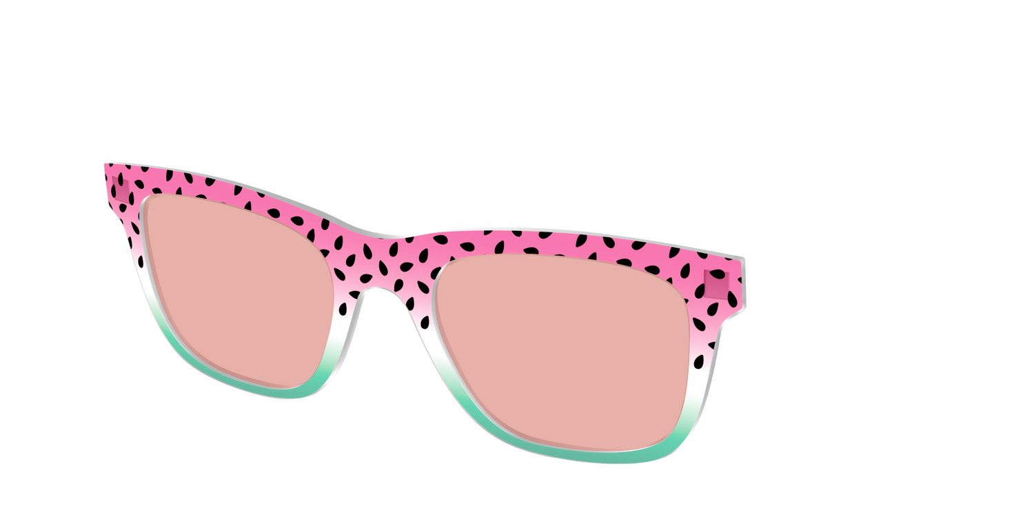 The Watermelon Crystal with Coral Pink Lens - Angle Top Image - Pair Eyewear