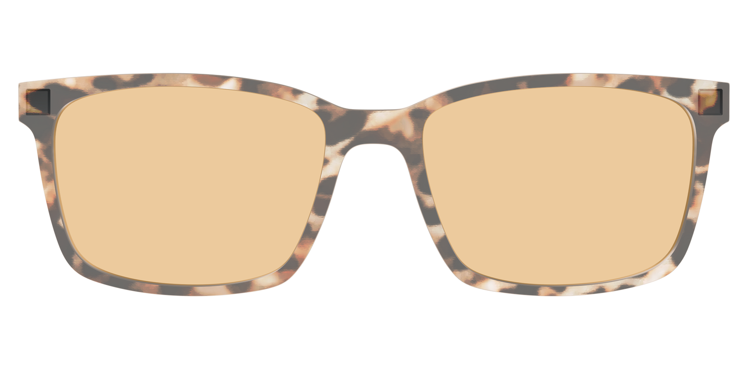 The Neutral Tort Crystal With Umber Brown Lens - Lifestyle Kirby Top Image - Pair Eyewear