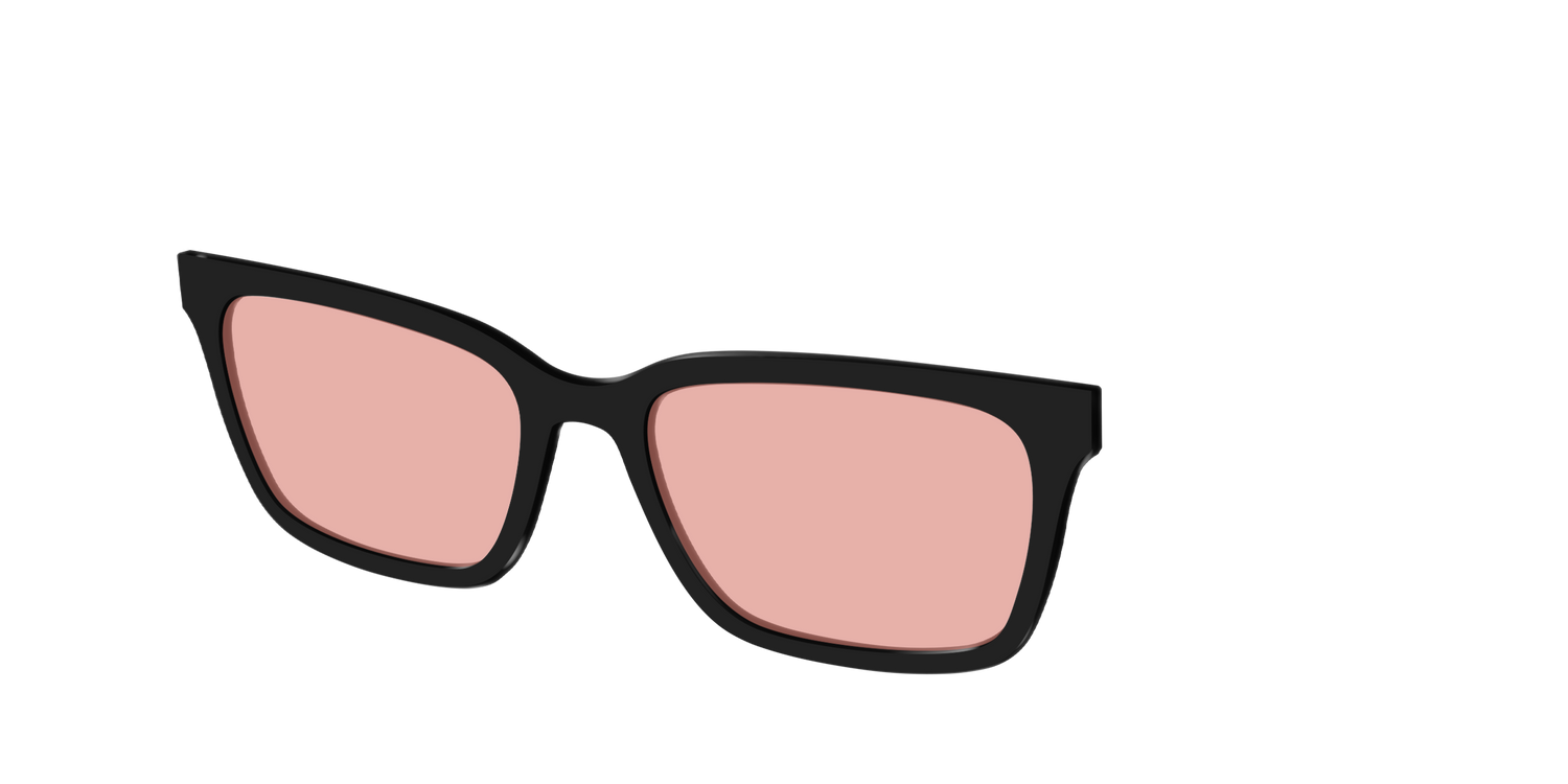 The Black With Coral Pink Lens - Angle Top Image - Pair Eyewear