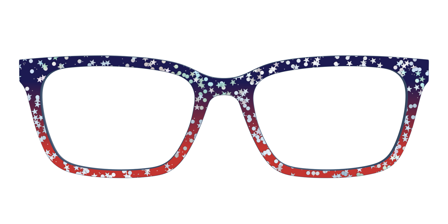 The Navy to Scarlet Gradient with Star Glitter - Front Top Image - Pair Eyewear